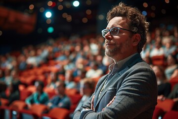 Fototapeta premium Man in Suit Attending a Conference