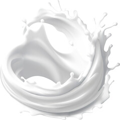 Milk splash isolated on transparent background. Realistic vector illustration, Gradient Mesh