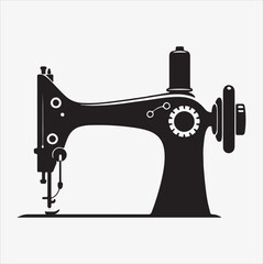 Sewing machine silhouette vector illustration on a White Background