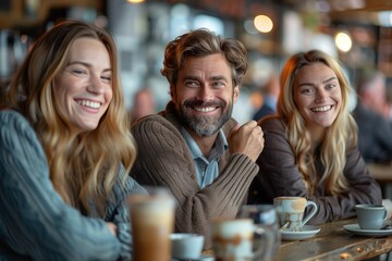 Happy Friends Enjoying Coffee Together at a Cafe