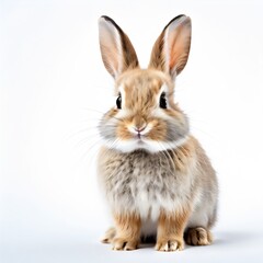 Obraz premium Sweet Serenity: A Charming Bunny on white background. Copy space