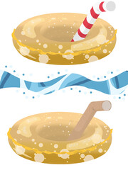 ジンジャーエール風の浮輪とストロー２種