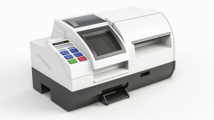 ATM deposit receipt printer for providing receipts for cash deposits isolated on white background