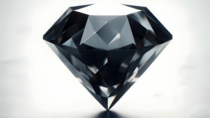 shiny bright transparent black diamond gemstone in an abstract white background	