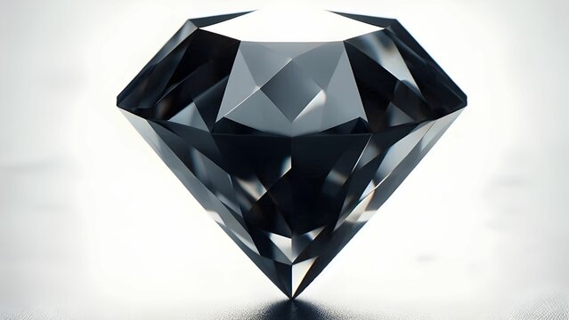 shiny bright transparent black diamond gemstone in an abstract white background	