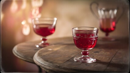 Fototapeta premium Selective focus point on drink glass vintage filter