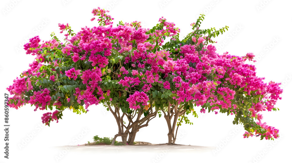 Poster bush flower of bougainvillea on isolated white background with copy space and clipping pathplant tre