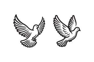 White Dove Linear Silhouette Vector