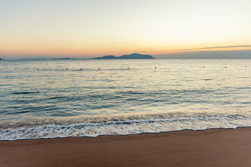 View of Tiran Island during sunset. Egypt, Sharm El Sheikh. Tourism and travel.