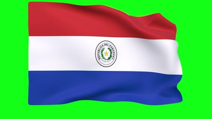 Waving flag of Paraguay Animation 3D render Method
