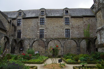 Ancient cloister in Lehon in Brittany in France, Europe
