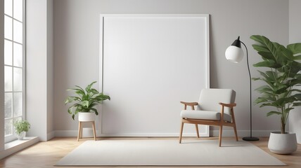 Fototapeta premium Frame mockup, ISO A paper size, Living room wall poster mockup, Interior mockup with house background, living room, Scandinavian style, 3D render, 3D illustration