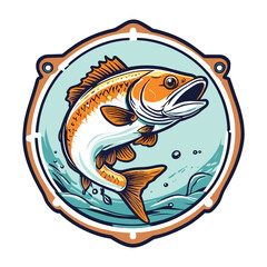 Leaping Largemouth Bass Fish Badge Sticker