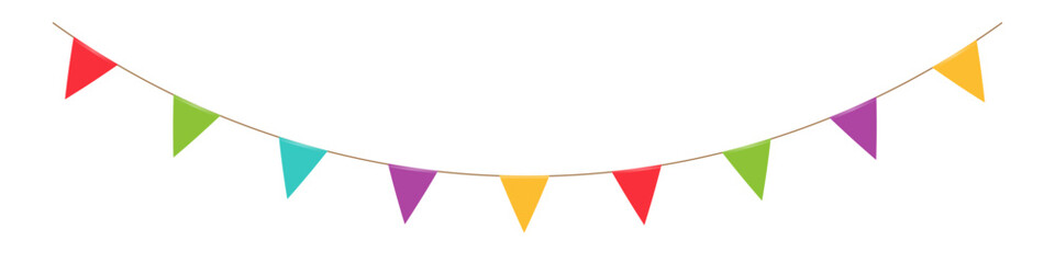 Hanging bunting flags for carnival garland festival party isolated on transparent background. Festival decoration element. © Vector Elements
