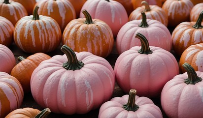 Pumpkins in pink get artistic tweak for festive vibes.