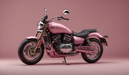 Obraz premium Pink motorcycle standing against a pink backdrop