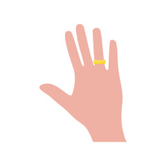 Hand with engagement ring in cute style