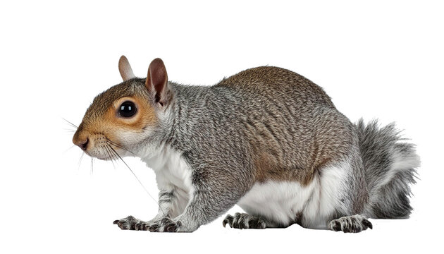 Grey squirrel isolated on a transparent background.