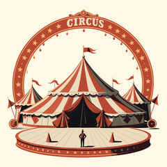 Vintage Circus Tent with Rounded Ribbon Illustration
