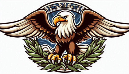 Bold patriotic Bald Eagle seal design wallpaper background