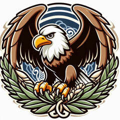 Fototapeta premium old patriotic Bald Eagle seal design square