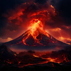 Fototapeta premium Eruption of Power: Dramatic Volcano Landscape
