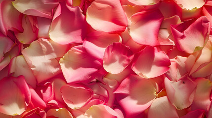 Obraz premium Overhead view of pink roses flowers petal natural cosmetic concept : Generative AI