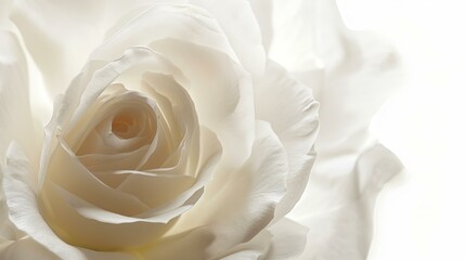 Delicate white rose. Close-up image of a white rose with soft, delicate petals, perfect for wedding, beauty, or romantic themes.