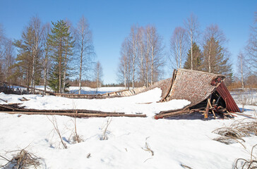 Collapsed structure destroyed by snowfall in Finland