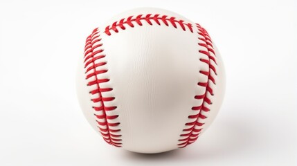 A clean and detailed image of a baseball focusing on the red stitches against the white leather, symbolizing the precision and dedication inherent in sports craftsmanship.