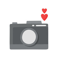Camera with heart in cute style