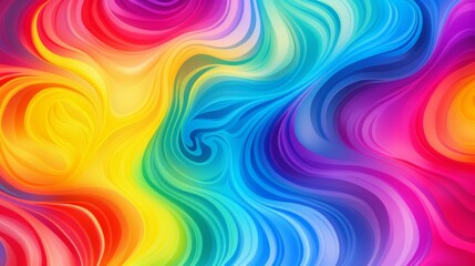Obraz premium An elegant array of colors blending seamlessly in a fluid, wavy abstract design, creating a smooth and calming visual experience with modern digital art aesthetics.
