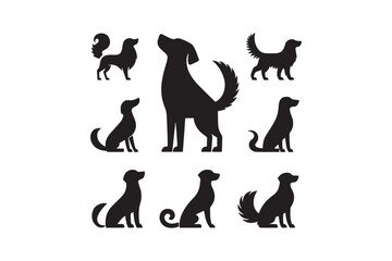 Silhouette dog vector design set. Vector silhouette design template.