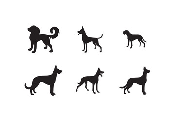 Silhouette dog vector design set. Vector silhouette design template.