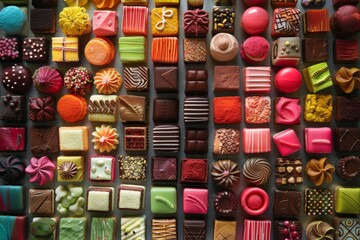 Assortment of colorful petit fours.