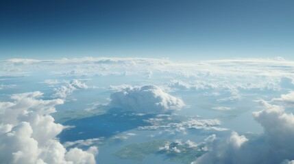 Earth in cloudy sky with gradient effect and enhanced lighting for a stunning view
