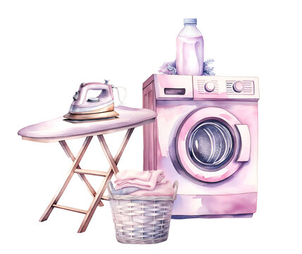 Cleaning, watercolor clipart illustration with isolated background