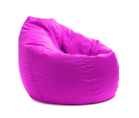 One magenta bean bag chair isolated on white