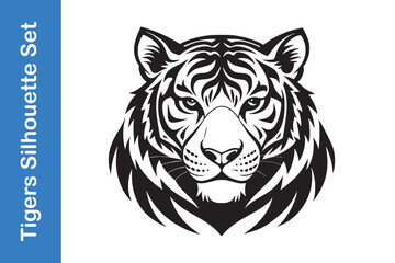 Obraz premium Tigers Silhouette Set with editable vector collections. 