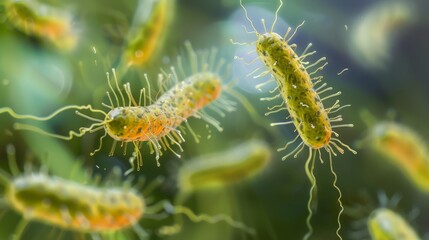 Naklejka premium Enlarged view of Salmonella pathogen responsible for enteric diseases