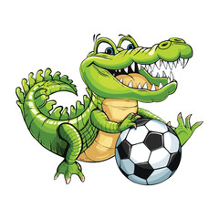 Fototapeta premium vector Cute crocodile playing football