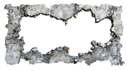 Hole breaking through wooden wall on transparent background