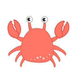 Sea animal Crab with hand drawn sea life elements. Cute marine crab isolated on a white background, clipart. Cartoon ocean fish