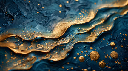 Abstract luxury elegant texture. Deep color and Gold waves background. Golden wave elements and particles. Template poster invitation flyer banner email header. Horizontal. Generative Ai content