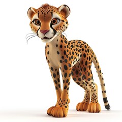 Cheetah 3D cartoon isolated whitebackground