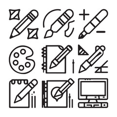 Finance and business line icons collection. Art &  vector Illustration