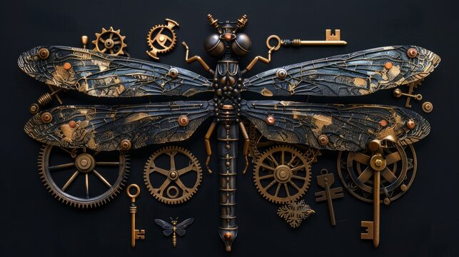 Steampunk dragonfly ornament