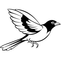 Obraz premium Tanager Bird Silhouette Black Vector Illustration