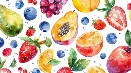 Watercolor tropical fruit pattern