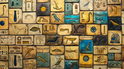 Detailed Texture of Ancient Egyptian Hieroglyphs,